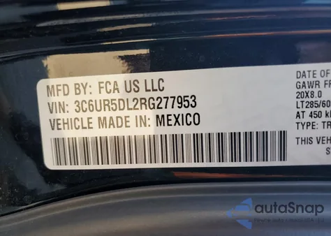 2024 Ram 2500 Big Horn z USA, uszkodzony, nr VIN 3C6UR5DL2RG277953